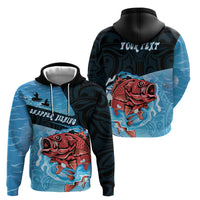 Personalised Snapper Fishing New Zealand Hoodie Tamure Fish Hook Maori Pattern