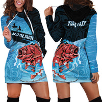 Personalised Snapper Fishing New Zealand Hoodie Dress Tamure Fish Hook Maori Pattern LT22 - Polynesian Pride