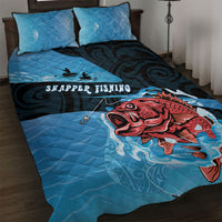 Snapper Fishing New Zealand Quilt Bed Set Tamure Fish Hook Maori Pattern