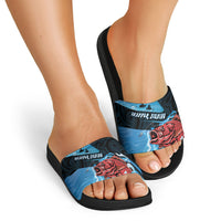 Snapper Fishing New Zealand Slide Sandals Tamure Fish Hook Maori Pattern