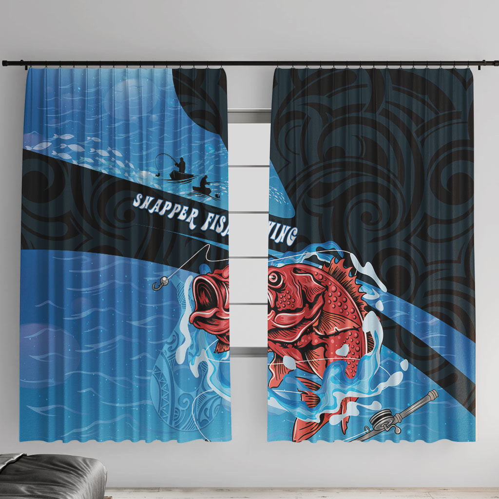 Snapper Fishing New Zealand Window Curtain Tamure Fish Hook Maori Pattern