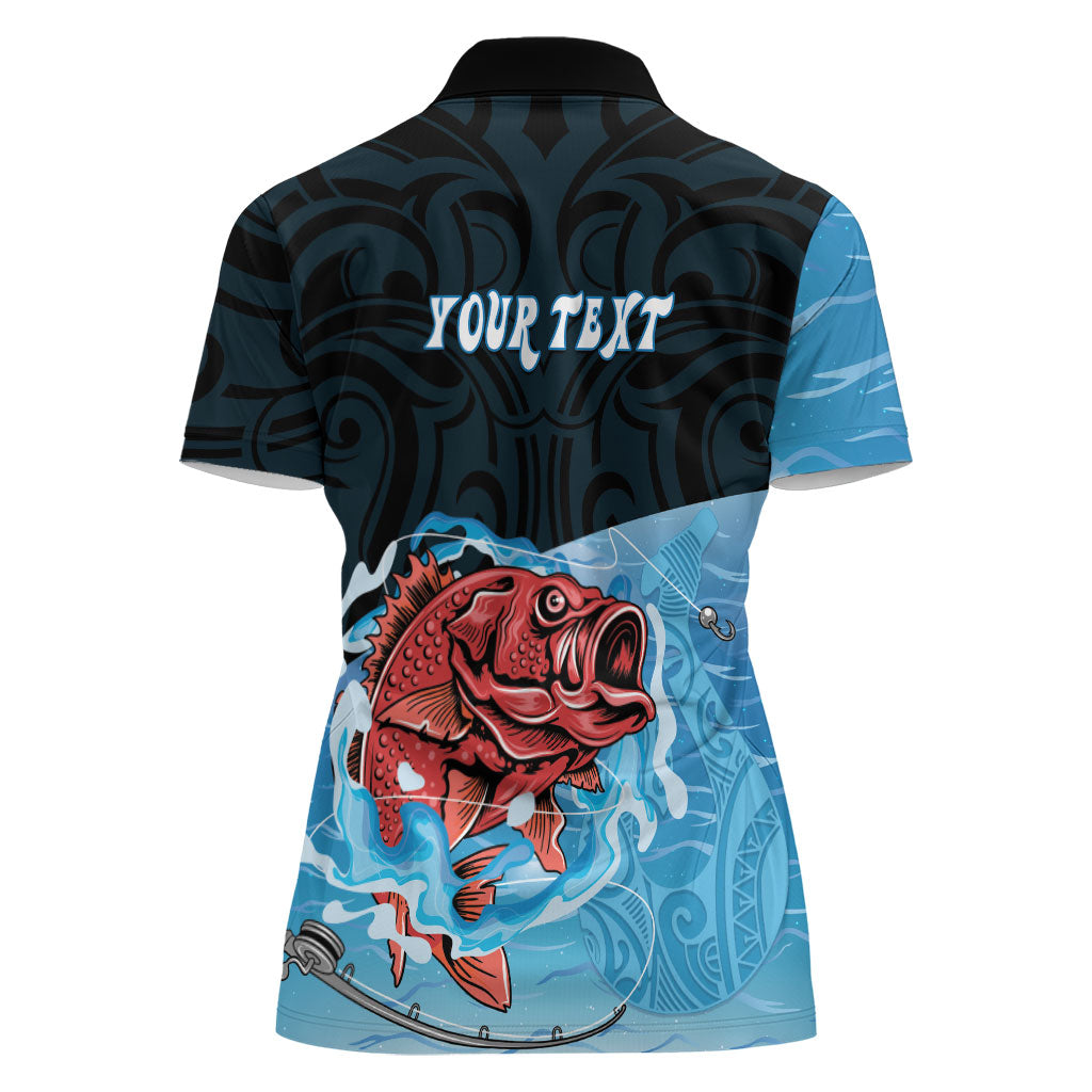 Personalised Snapper Fishing New Zealand Women Polo Shirt Tamure Fish Hook Maori Pattern LT22 - Polynesian Pride