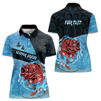 Personalised Snapper Fishing New Zealand Women Polo Shirt Tamure Fish Hook Maori Pattern LT22 - Polynesian Pride