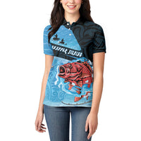 Personalised Snapper Fishing New Zealand Women Polo Shirt Tamure Fish Hook Maori Pattern LT22 - Polynesian Pride