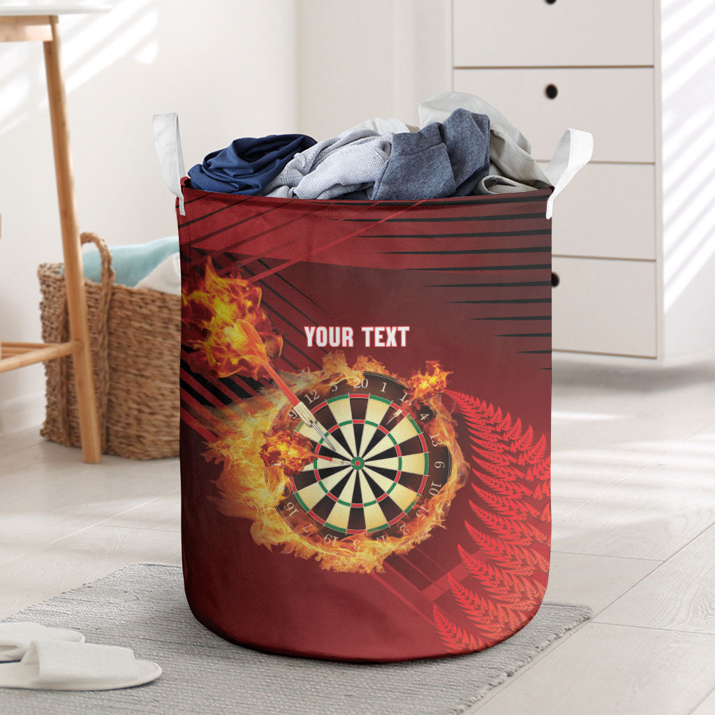 Personalised Darts New Zealand Laundry Basket Silver Fern Red Color