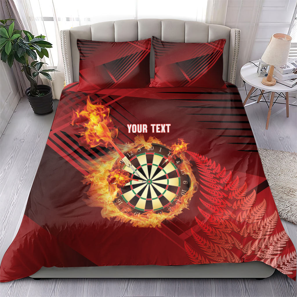 Personalised Darts New Zealand Bedding Set Silver Fern Red Color