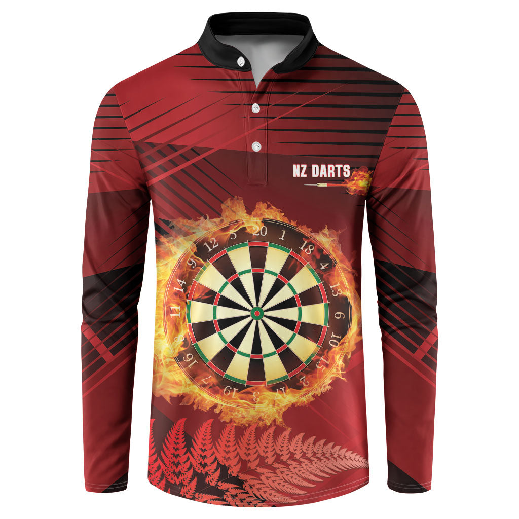 Personalised Darts New Zealand Button Sweatshirt Silver Fern Red Color