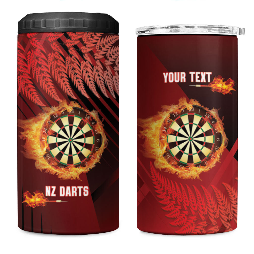 Personalised Darts New Zealand 4 in 1 Can Cooler Tumbler Silver Fern Red Color LT22 One Size: 16 oz Red - Polynesian Pride
