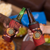 Personalised Darts New Zealand 4 in 1 Can Cooler Tumbler Silver Fern Red Color LT22 - Polynesian Pride