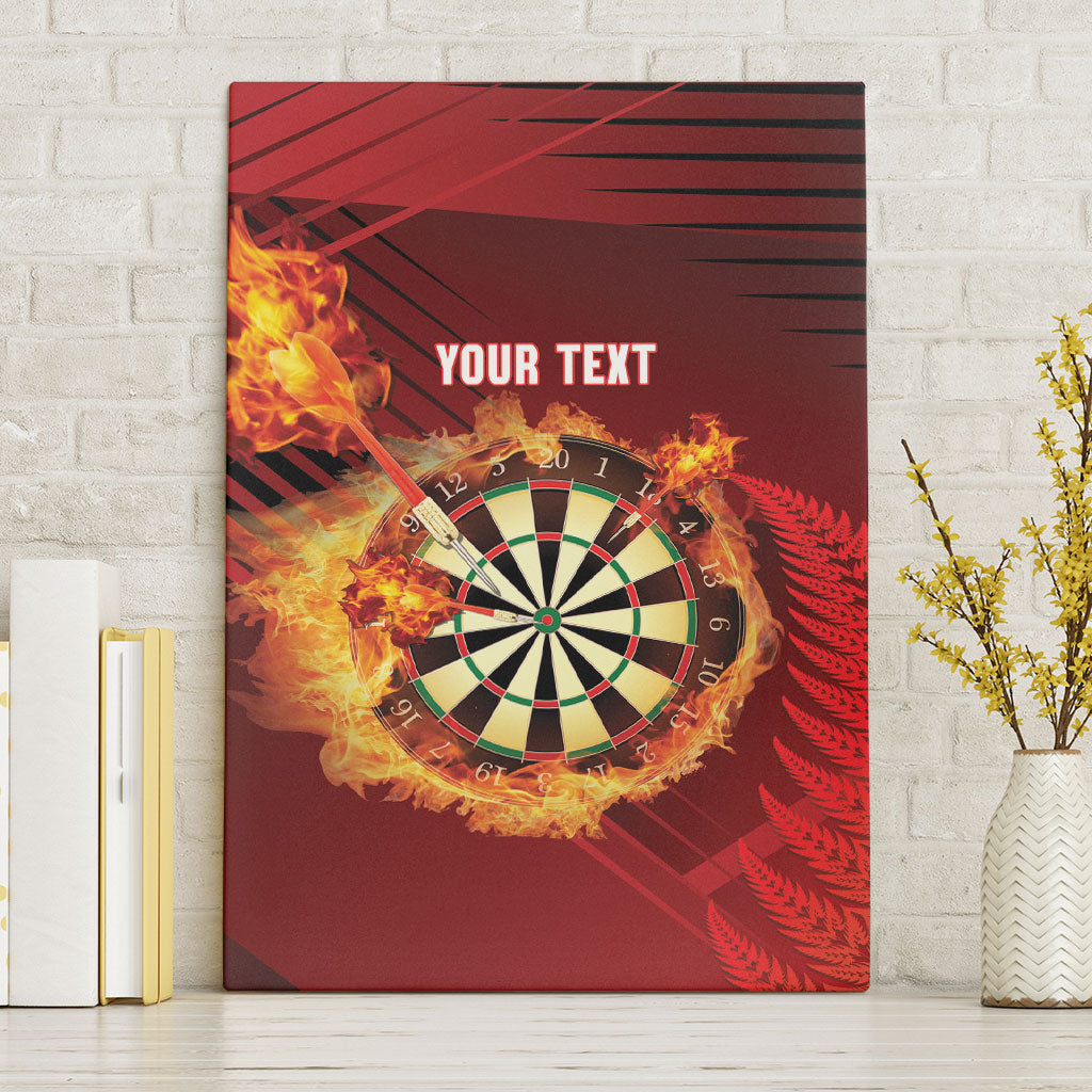 Personalised Darts New Zealand Canvas Wall Art Silver Fern Red Color
