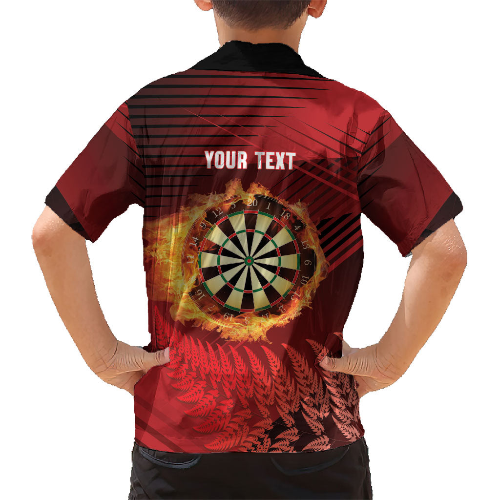 Personalised Darts New Zealand Family Matching Off Shoulder Maxi Dress and Hawaiian Shirt Silver Fern Red Color LT22 - Polynesian Pride