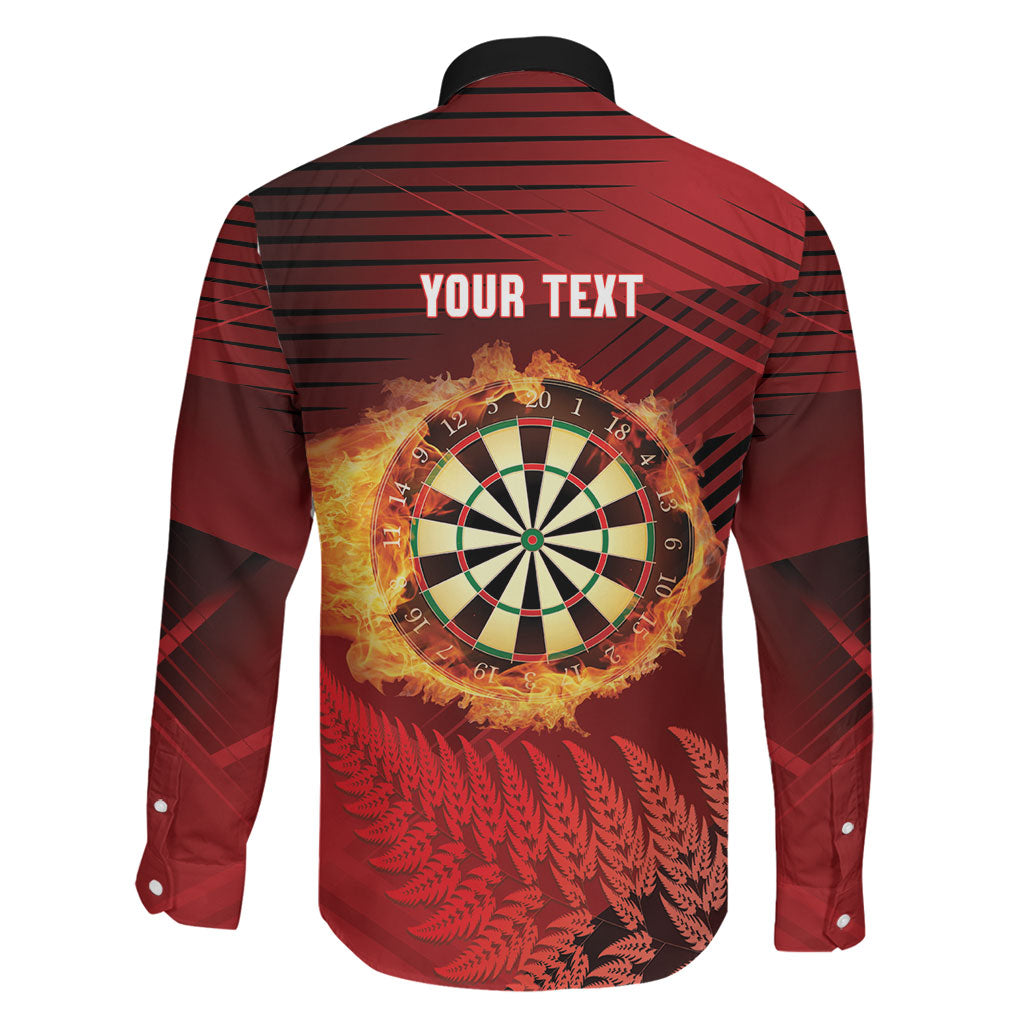 Personalised Darts New Zealand Family Matching Off Shoulder Short Dress and Hawaiian Shirt Silver Fern Red Color LT22 - Polynesian Pride