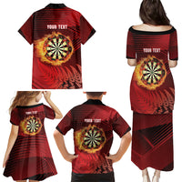 Personalised Darts New Zealand Family Matching Puletasi and Hawaiian Shirt Silver Fern Red Color LT22 - Polynesian Pride