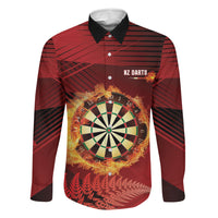 Personalised Darts New Zealand Family Matching Puletasi and Hawaiian Shirt Silver Fern Red Color LT22 Dad's Shirt - Long Sleeve Red - Polynesian Pride