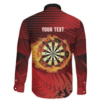 Personalised Darts New Zealand Family Matching Puletasi and Hawaiian Shirt Silver Fern Red Color LT22 - Polynesian Pride