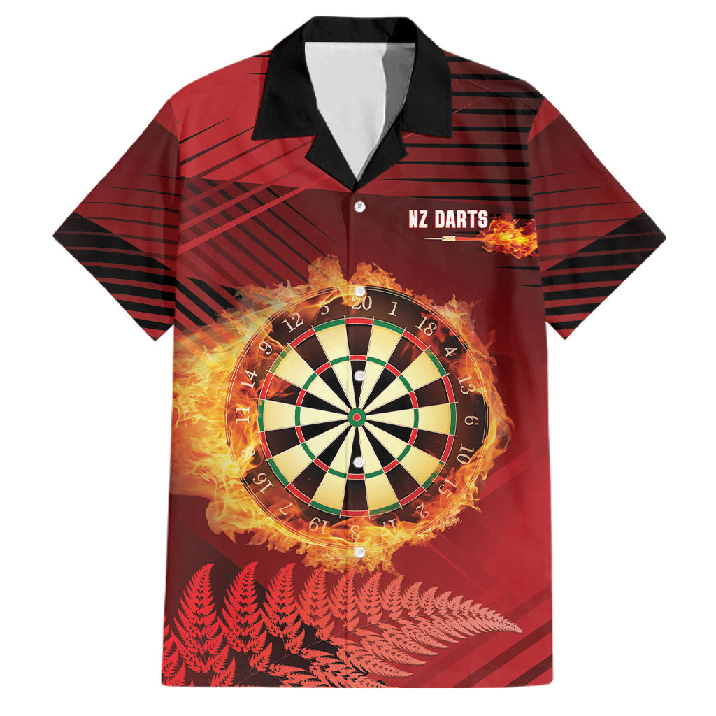 Personalised Darts New Zealand Family Matching Summer Maxi Dress and Hawaiian Shirt Silver Fern Red Color LT22 Dad's Shirt - Short Sleeve Red - Polynesian Pride