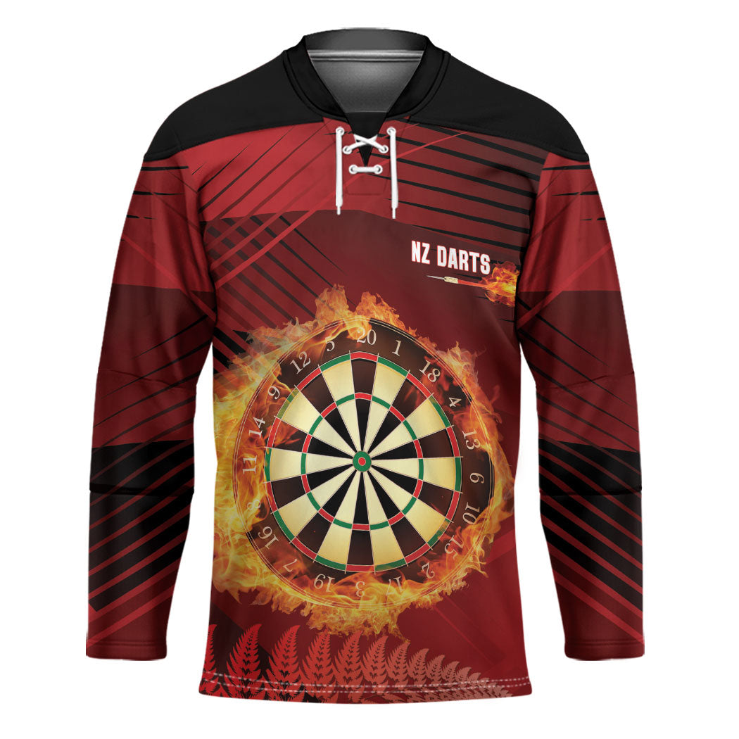 Personalised Darts New Zealand Hockey Jersey Silver Fern Red Color
