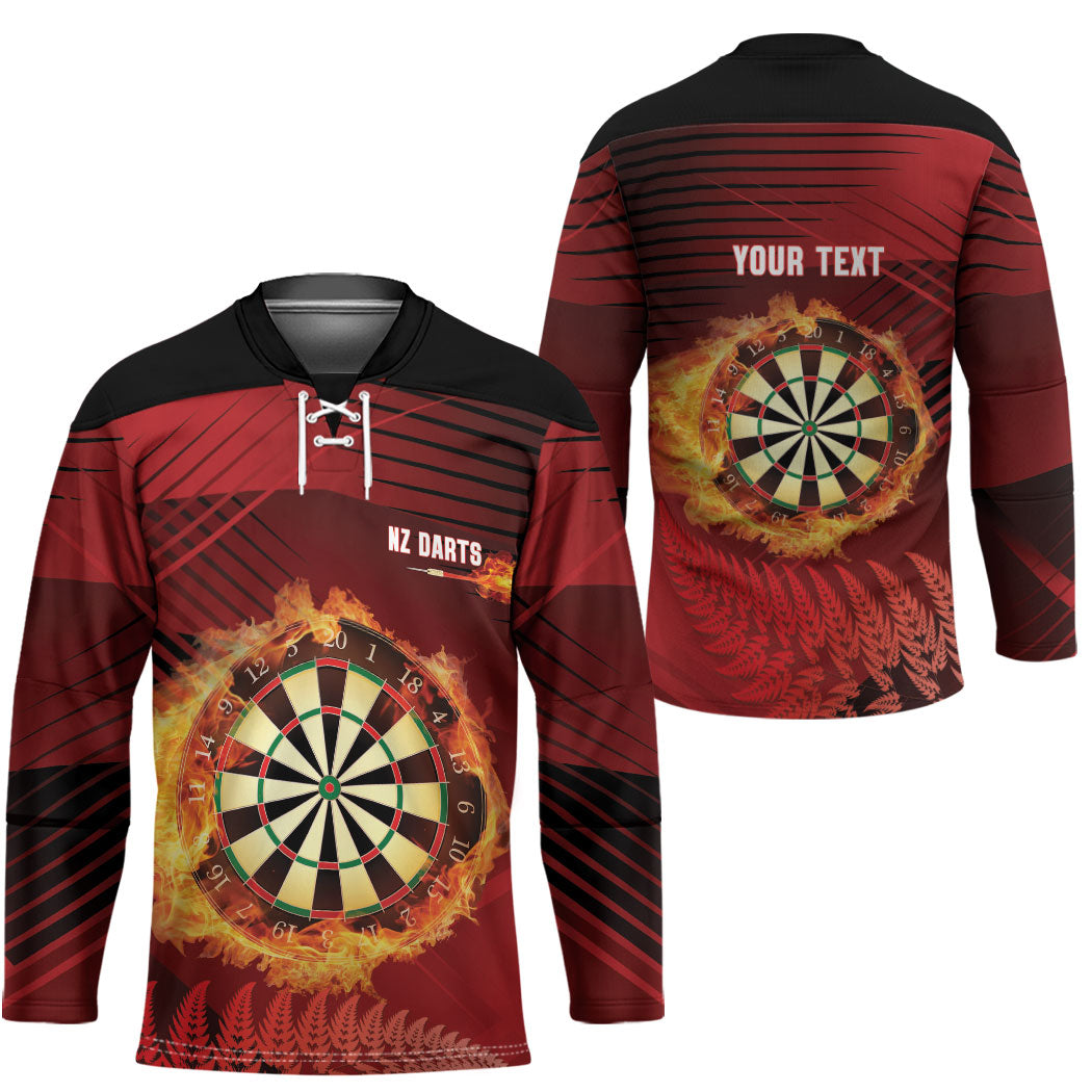Personalised Darts New Zealand Hockey Jersey Silver Fern Red Color