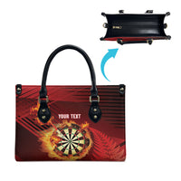 Personalised Darts New Zealand Leather Bag Silver Fern Red Color