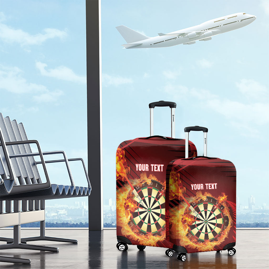 Personalised Darts New Zealand Luggage Cover Silver Fern Red Color