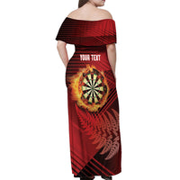Personalised Darts New Zealand Off Shoulder Maxi Dress Silver Fern Red Color