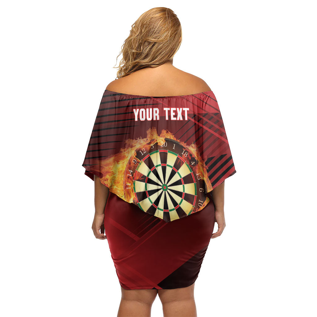 Personalised Darts New Zealand Off Shoulder Short Dress Silver Fern Red Color