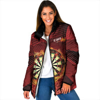 Personalised Darts New Zealand Padded Jacket Silver Fern Red Color