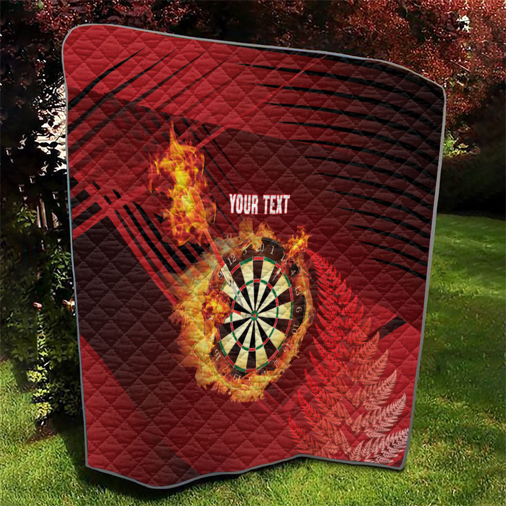 Personalised Darts New Zealand Quilt Silver Fern Red Color