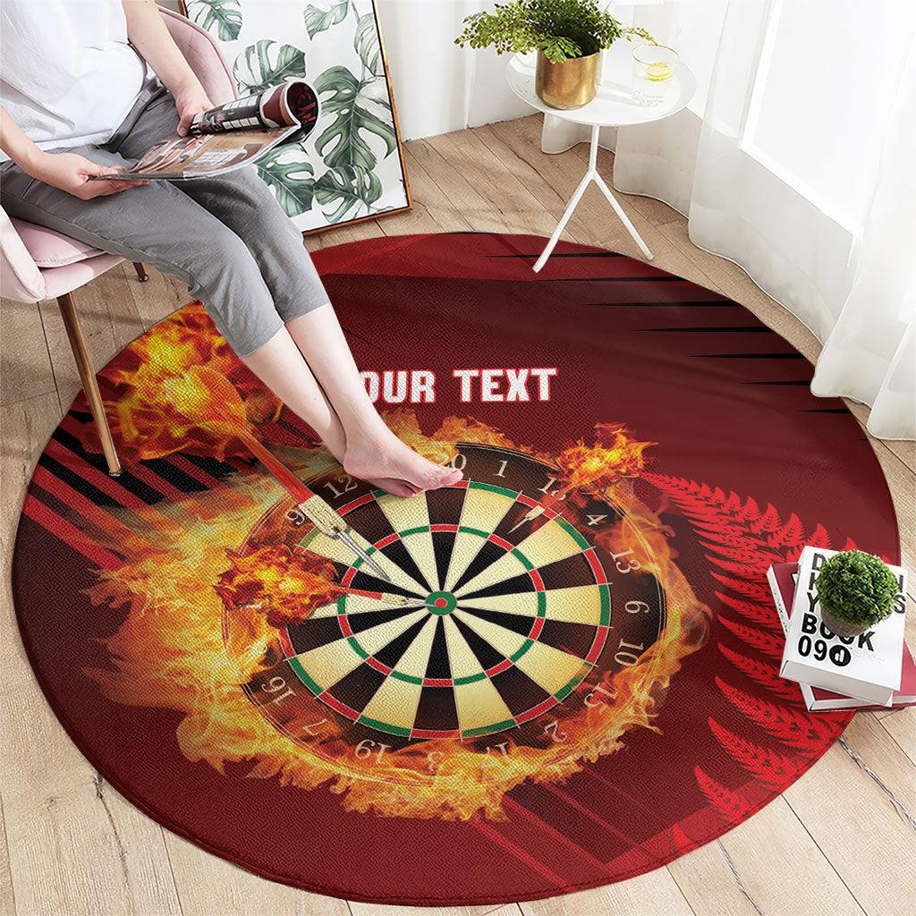 Personalised Darts New Zealand Round Carpet Silver Fern Red Color