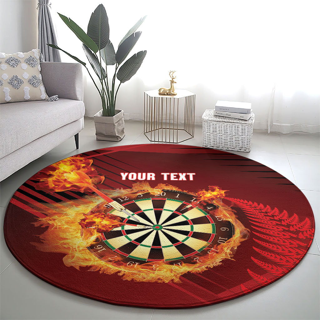 Personalised Darts New Zealand Round Carpet Silver Fern Red Color