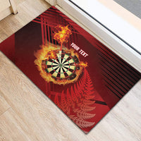 Personalised Darts New Zealand Rubber Doormat Silver Fern Red Color