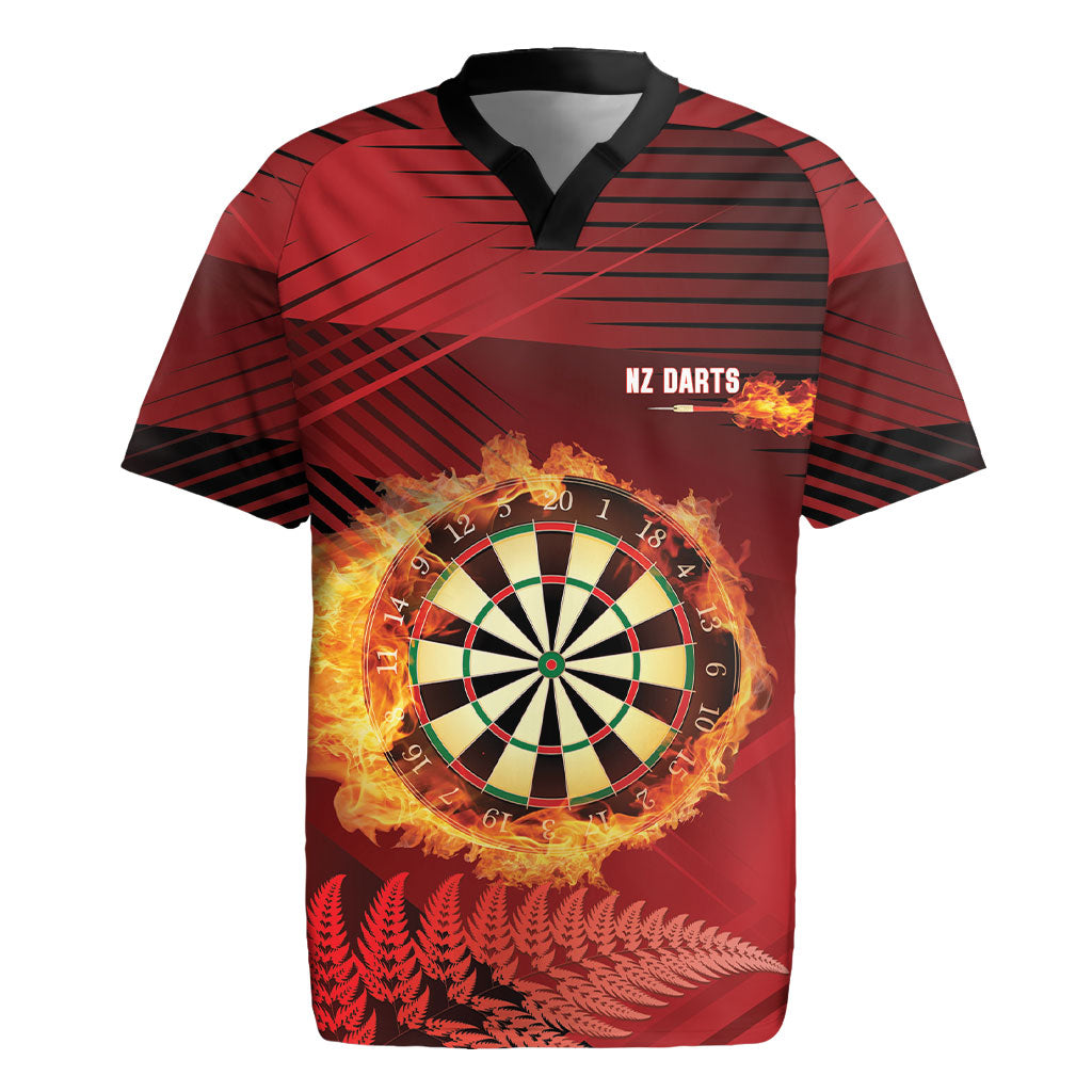 Personalised Darts New Zealand Rugby Jersey Silver Fern Red Color