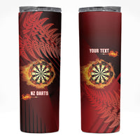 Personalised Darts New Zealand Skinny Tumbler Silver Fern Red Color LT22 Red - Polynesian Pride
