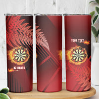Personalised Darts New Zealand Skinny Tumbler Silver Fern Red Color LT22 - Polynesian Pride