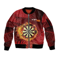 Personalised Darts New Zealand Sleeve Zip Bomber Jacket Silver Fern Red Color