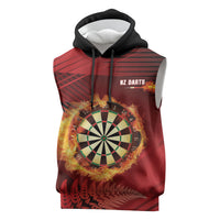 Personalised Darts New Zealand Sleeveless Hoodie Silver Fern Red Color LT22 Red - Polynesian Pride