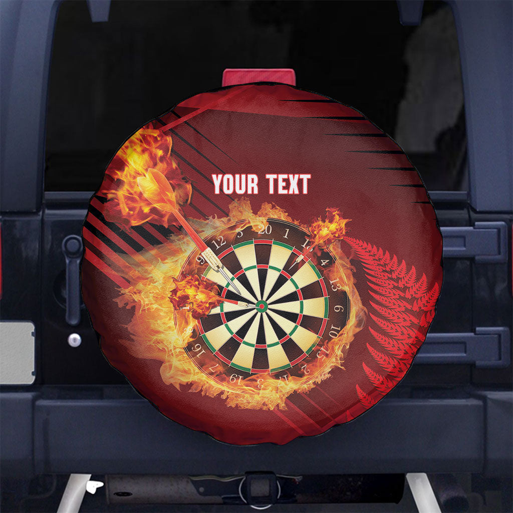 Personalised Darts New Zealand Spare Tire Cover Silver Fern Red Color