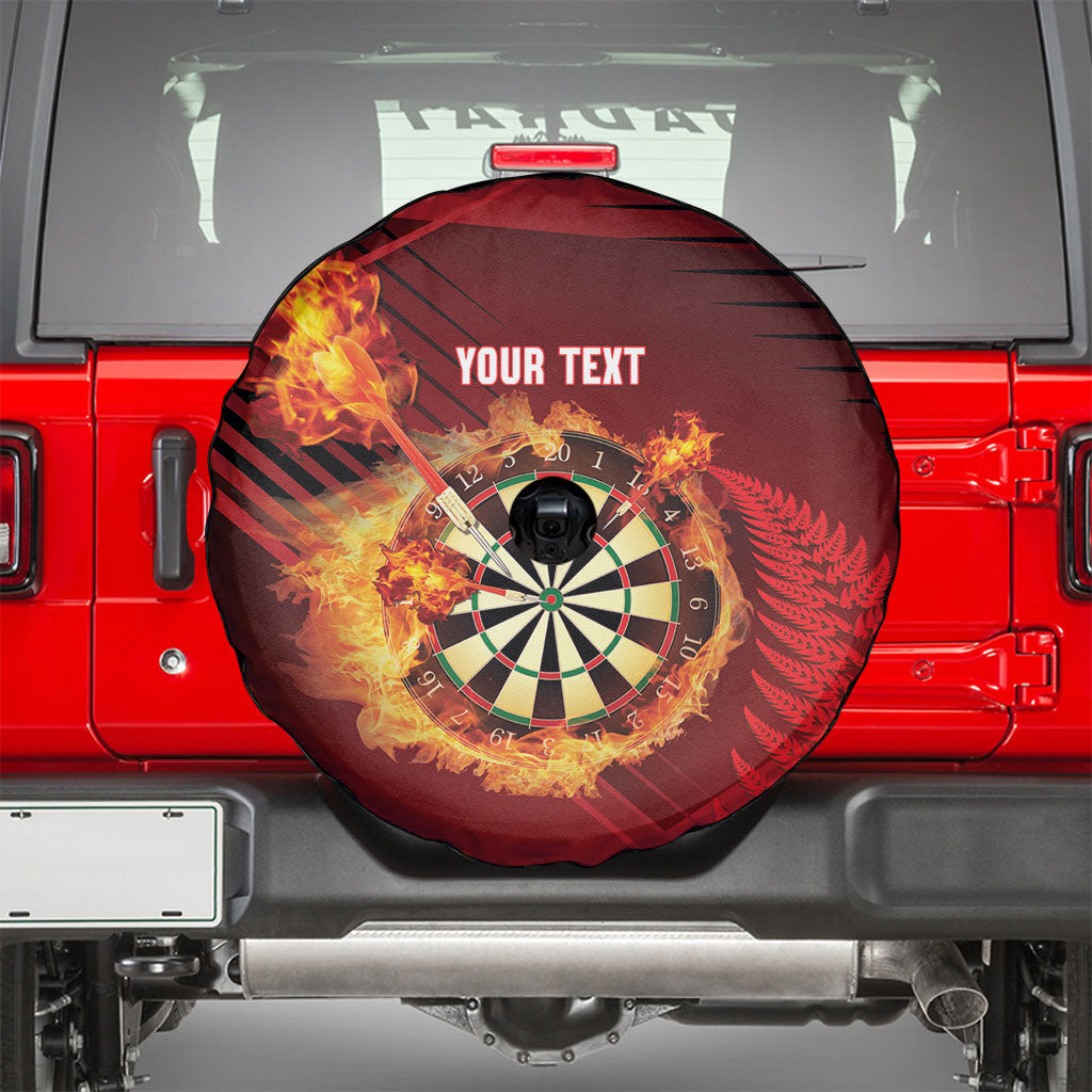 Personalised Darts New Zealand Spare Tire Cover Silver Fern Red Color