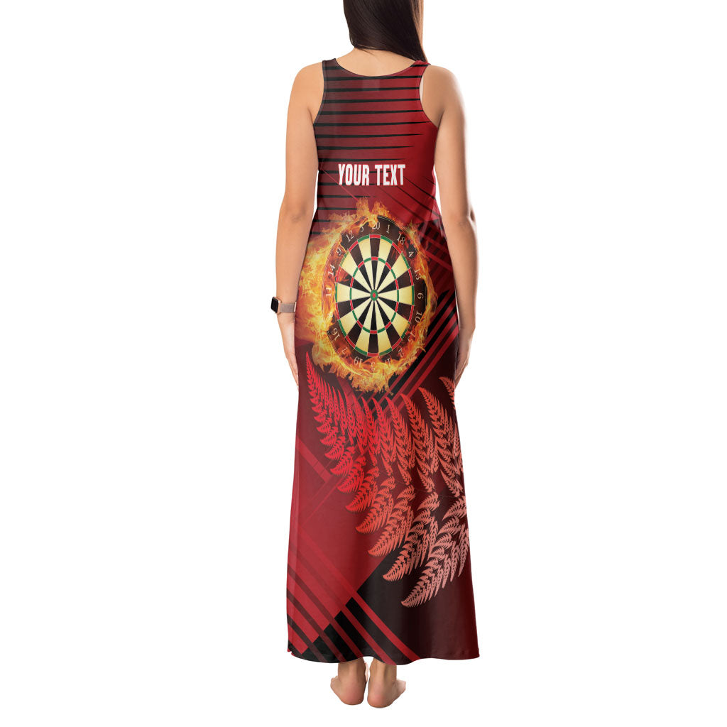 Personalised Darts New Zealand Tank Maxi Dress Silver Fern Red Color