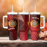 Personalised Darts New Zealand Tumbler With Handle Silver Fern Red Color