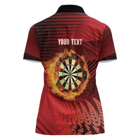 Personalised Darts New Zealand Women Polo Shirt Silver Fern Red Color LT22 - Polynesian Pride