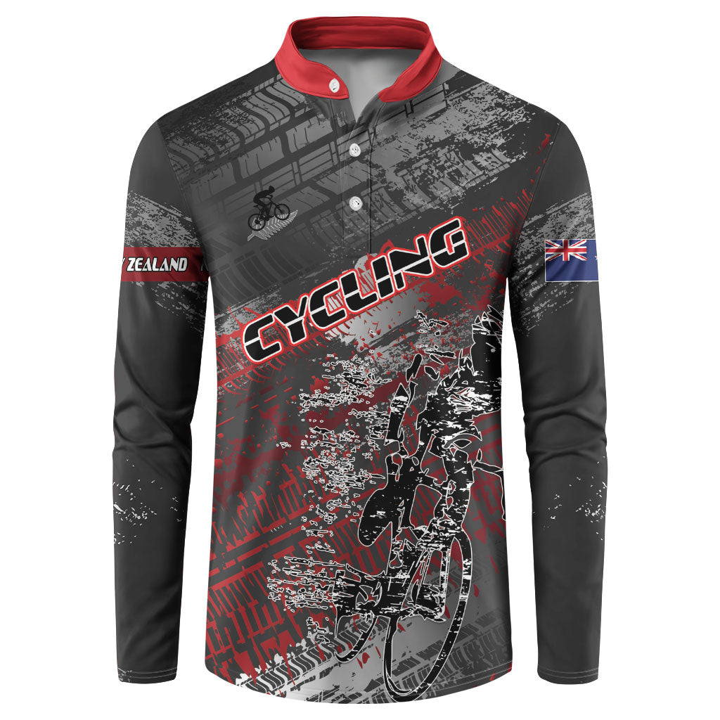 Personalised Cycling New Zealand Button Sweatshirt Aotearoa Pride Sportswear LT22 Red - Polynesian Pride