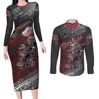 Personalised Cycling New Zealand Couples Matching Long Sleeve Bodycon Dress and Long Sleeve Button Shirt Aotearoa Pride Sportswear LT22 Red - Polynesian Pride
