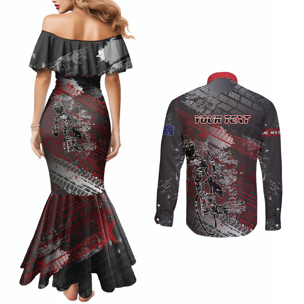 Personalised Cycling New Zealand Couples Matching Mermaid Dress and Long Sleeve Button Shirt Aotearoa Pride Sportswear LT22 - Polynesian Pride