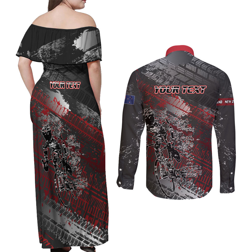 Personalised Cycling New Zealand Couples Matching Off Shoulder Maxi Dress and Long Sleeve Button Shirt Aotearoa Pride Sportswear LT22 - Polynesian Pride