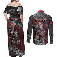 Personalised Cycling New Zealand Couples Matching Off Shoulder Maxi Dress and Long Sleeve Button Shirt Aotearoa Pride Sportswear LT22 - Polynesian Pride