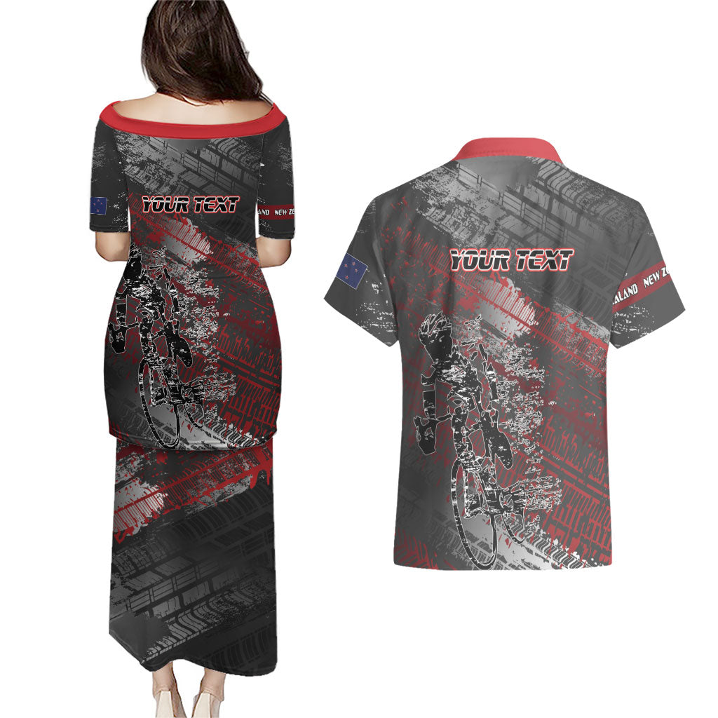 Personalised Cycling New Zealand Couples Matching Puletasi and Hawaiian Shirt Aotearoa Pride Sportswear LT22 - Polynesian Pride
