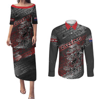 Personalised Cycling New Zealand Couples Matching Puletasi and Long Sleeve Button Shirt Aotearoa Pride Sportswear LT22 Red - Polynesian Pride
