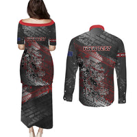 Personalised Cycling New Zealand Couples Matching Puletasi and Long Sleeve Button Shirt Aotearoa Pride Sportswear LT22 - Polynesian Pride