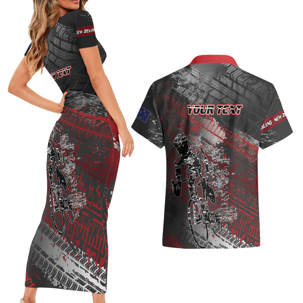 Personalised Cycling New Zealand Couples Matching Short Sleeve Bodycon Dress and Hawaiian Shirt Aotearoa Pride Sportswear LT22 - Polynesian Pride